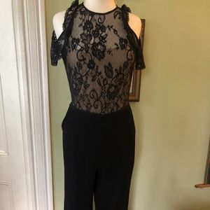 Slate & Willow Black Lace Cold Shoulder Jumpsuit